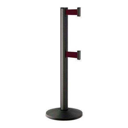 Lavi Industries Retractable Belt Barrier, Burgundy, 7 ft Length, 40 in Post Height 50-3000DL/WB/BY